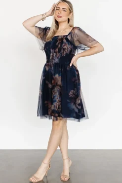 Baltic Born DRESSES|short dresses|Tivoli Tulle Short Dress | Dark Blue Floral