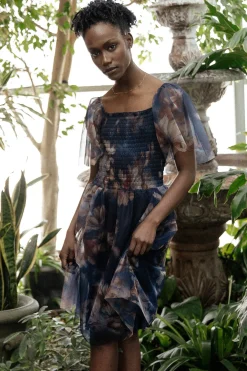 Baltic Born DRESSES|short dresses|Tivoli Tulle Short Dress | Dark Blue Floral