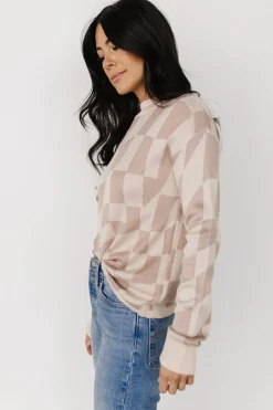 Baltic Born sweaters|Travis Checkered Sweater | Sand + Mocha