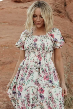 Baltic Born maxi dresses|Tulsa Smocked Dress | Cream + Pink