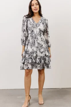 Baltic Born short dresses|Tylene Ruffle Mini Dress | Dusty Blue Floral