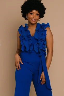 Baltic Born JUMPSUITS + ROMPERS|Tyra Ruffle Tank Jumpsuit | Cobalt