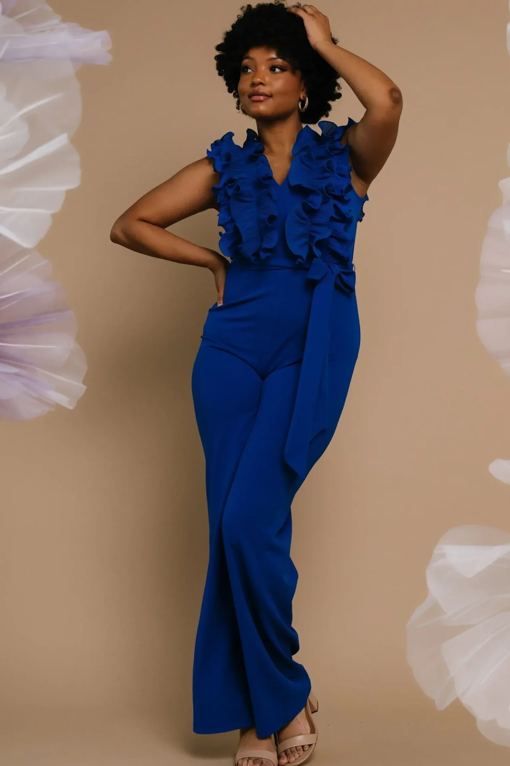 Baltic Born JUMPSUITS + ROMPERS|Tyra Ruffle Tank Jumpsuit | Cobalt