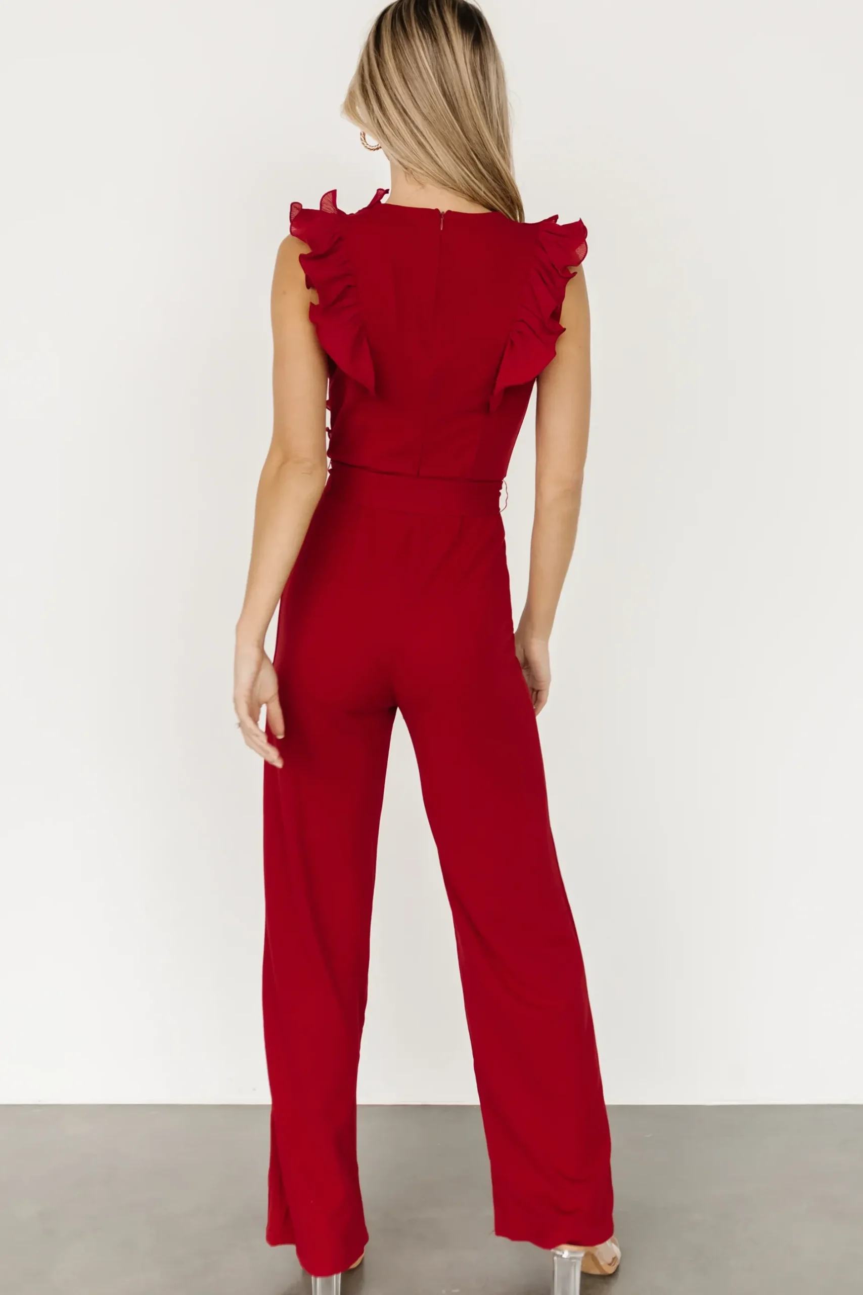 Baltic Born JUMPSUITS + ROMPERS|Tyra Ruffle Tank Jumpsuit | Burgundy
