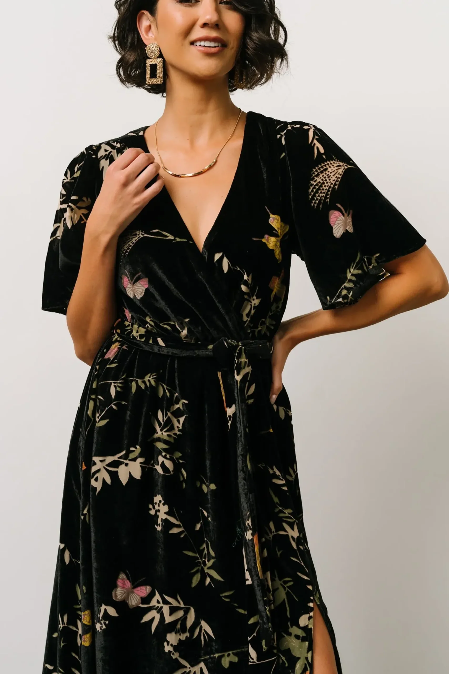 Baltic Born maxi dresses|WEDDING SUITE|Uma Velvet Maxi Dress | Black Butterfly Print