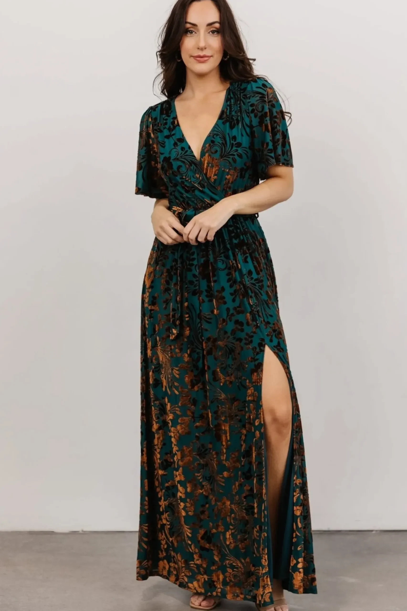 Baltic Born maxi dresses|WEDDING SUITE|Uma Velvet Maxi Dress | Bronze + Jade