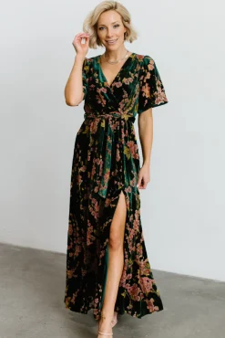 Baltic Born maxi dresses|WEDDING SUITE|Uma Velvet Maxi Dress | Green Floral