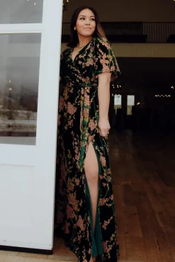 Baltic Born maxi dresses|WEDDING SUITE|Uma Velvet Maxi Dress | Green Floral