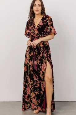 Baltic Born maxi dresses|WEDDING SUITE|Uma Velvet Maxi Dress | Plum Floral