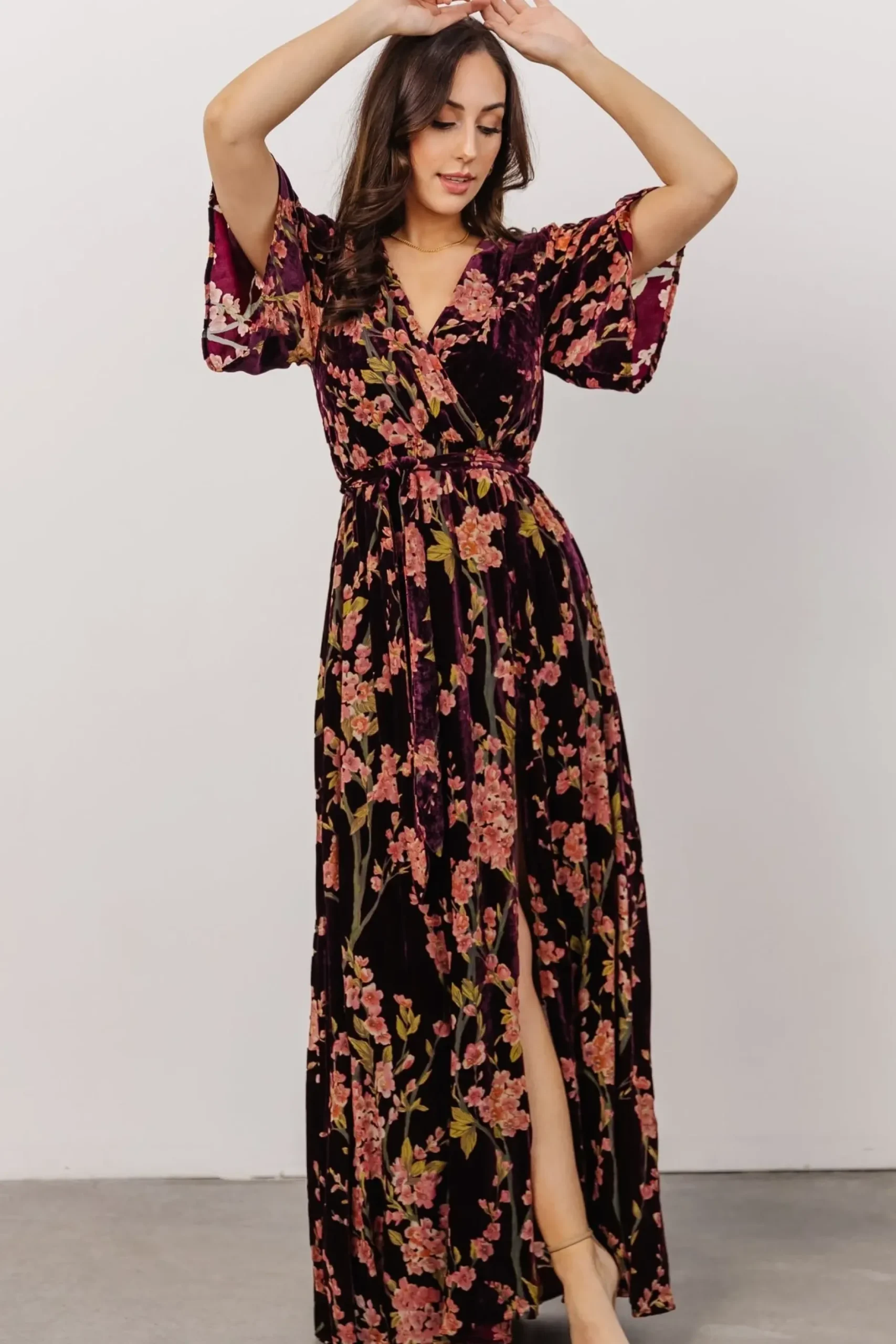 Baltic Born maxi dresses|WEDDING SUITE|Uma Velvet Maxi Dress | Plum Floral
