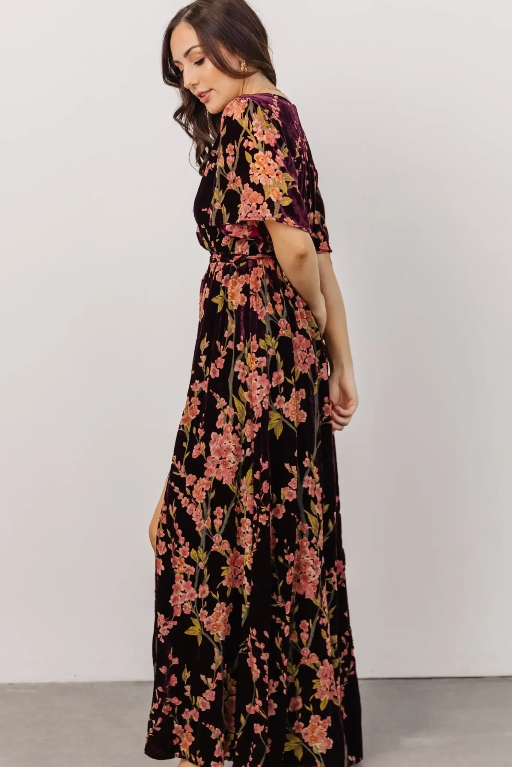 Baltic Born maxi dresses|WEDDING SUITE|Uma Velvet Maxi Dress | Plum Floral