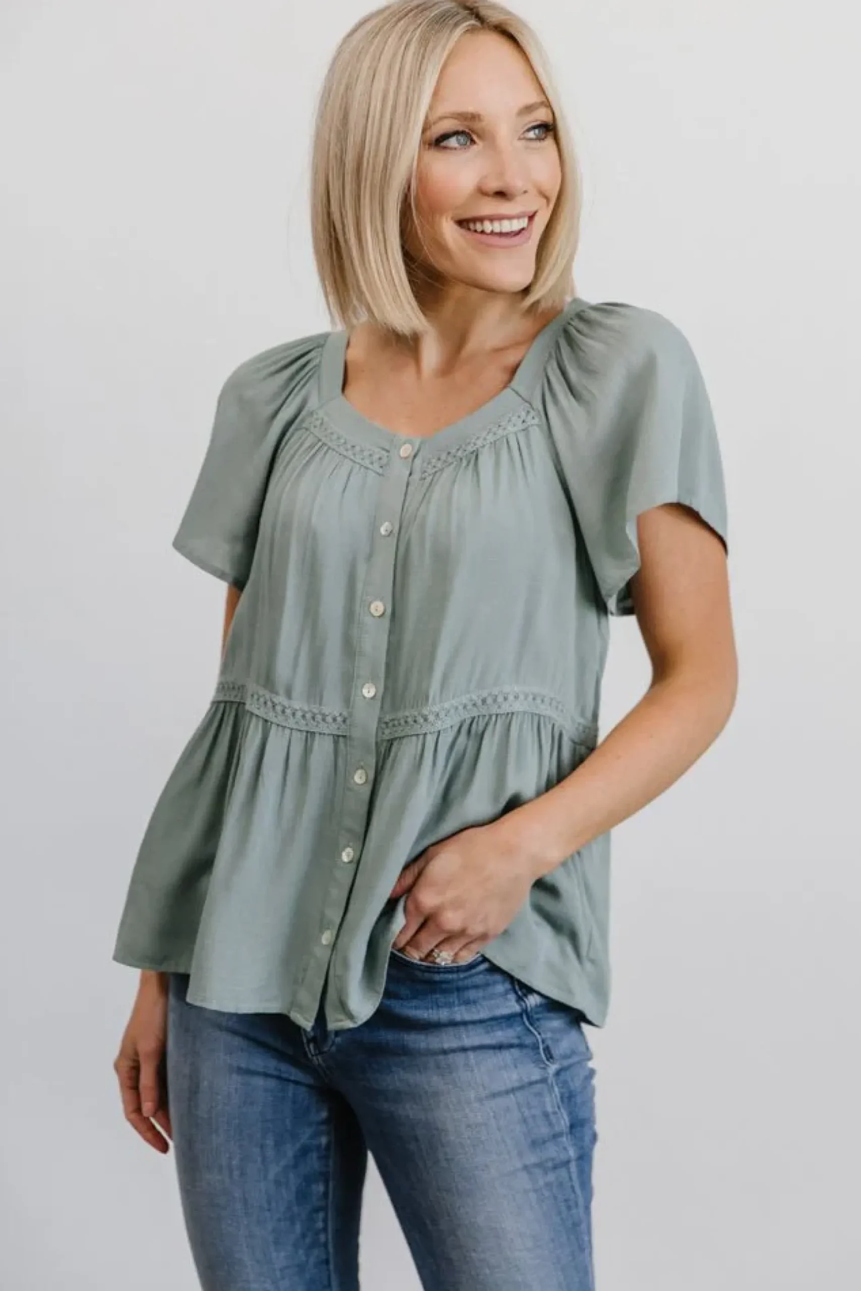 Baltic Born blouses + shirts|EXTENDED SIZING|Unity Button Up Top | Sage