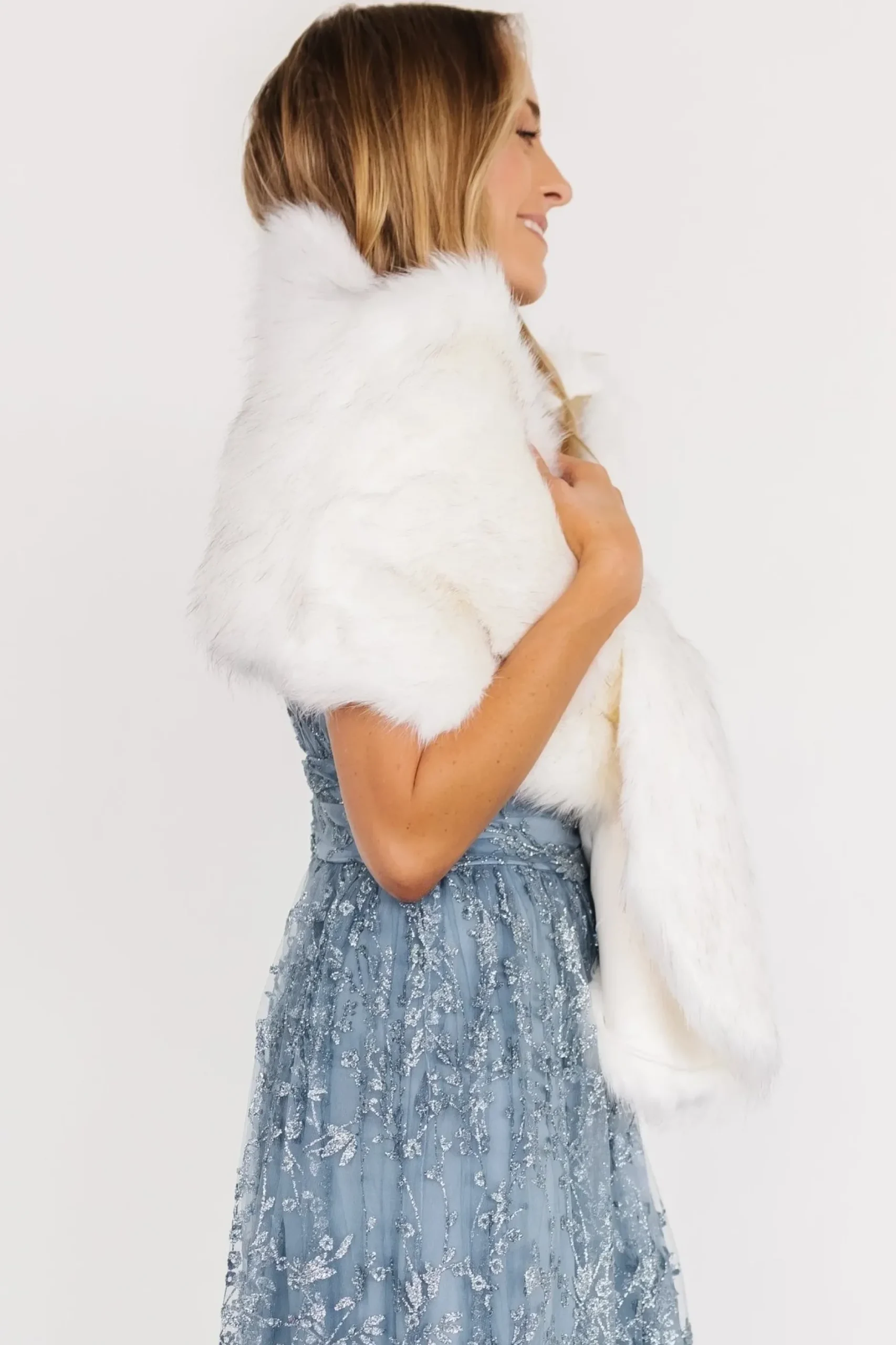 Baltic Born shawls|Valerie Faux Fur Shawl | Ivory