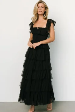 Baltic Born COMING SOON|Valora Swiss Dot Tulle Maxi Dress | Black