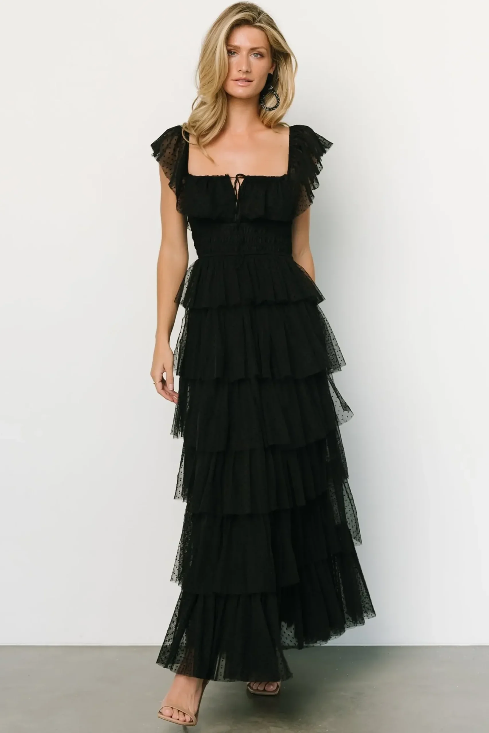 Baltic Born COMING SOON|Valora Swiss Dot Tulle Maxi Dress | Wine