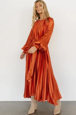 Baltic Born SALE|Vanna Pleated Dress | Rust