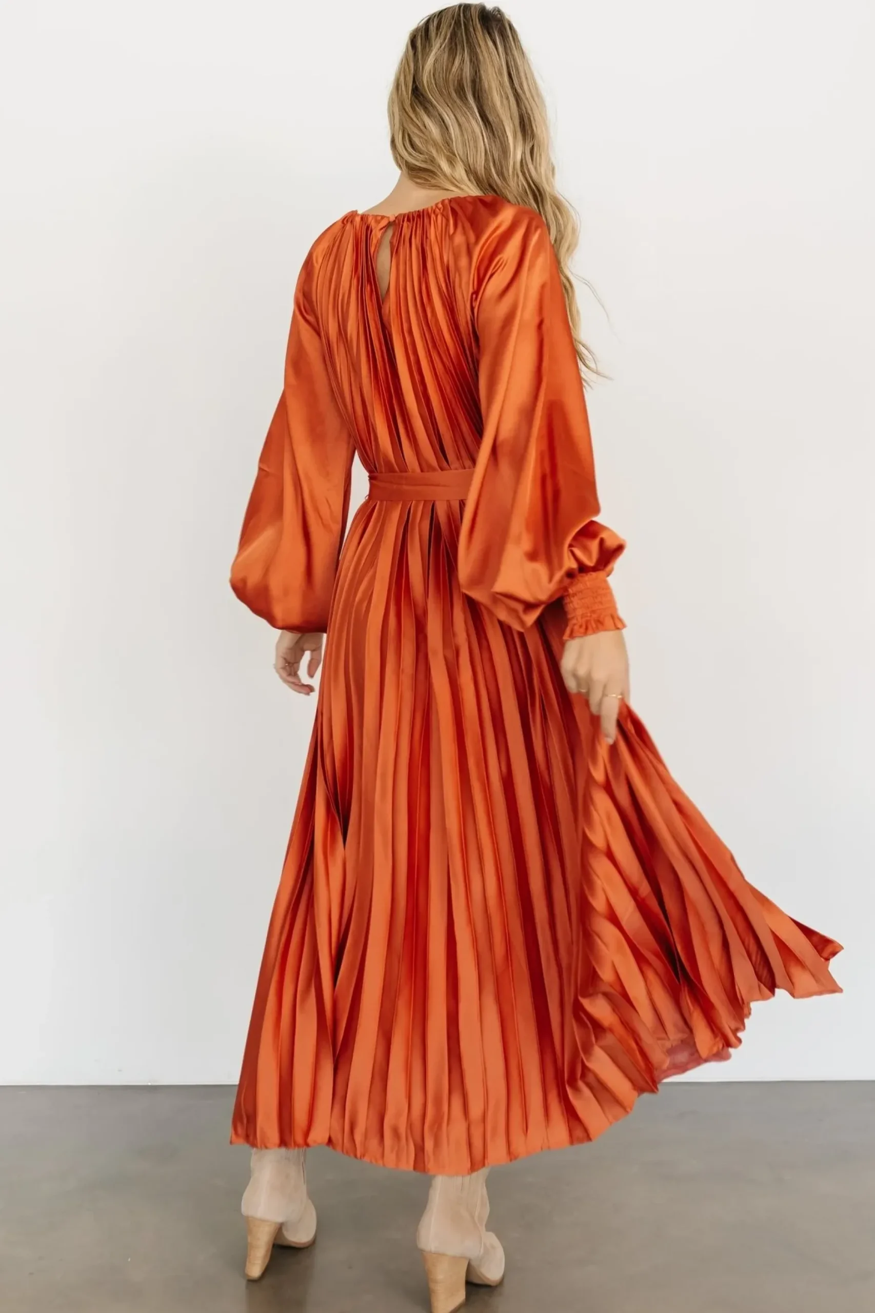 Baltic Born SALE|Vanna Pleated Dress | Rust