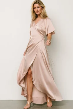 Baltic Born maxi dresses|WEDDING SUITE|Vara Satin Maxi Wrap Dress | Champagne
