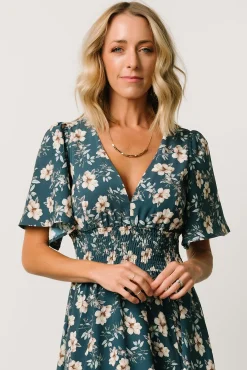 Baltic Born WINTER ESSENTIALS|Verona Smocked Maxi Dress | Slate Floral