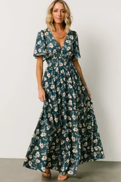Baltic Born WINTER ESSENTIALS|Verona Smocked Maxi Dress | Slate Floral