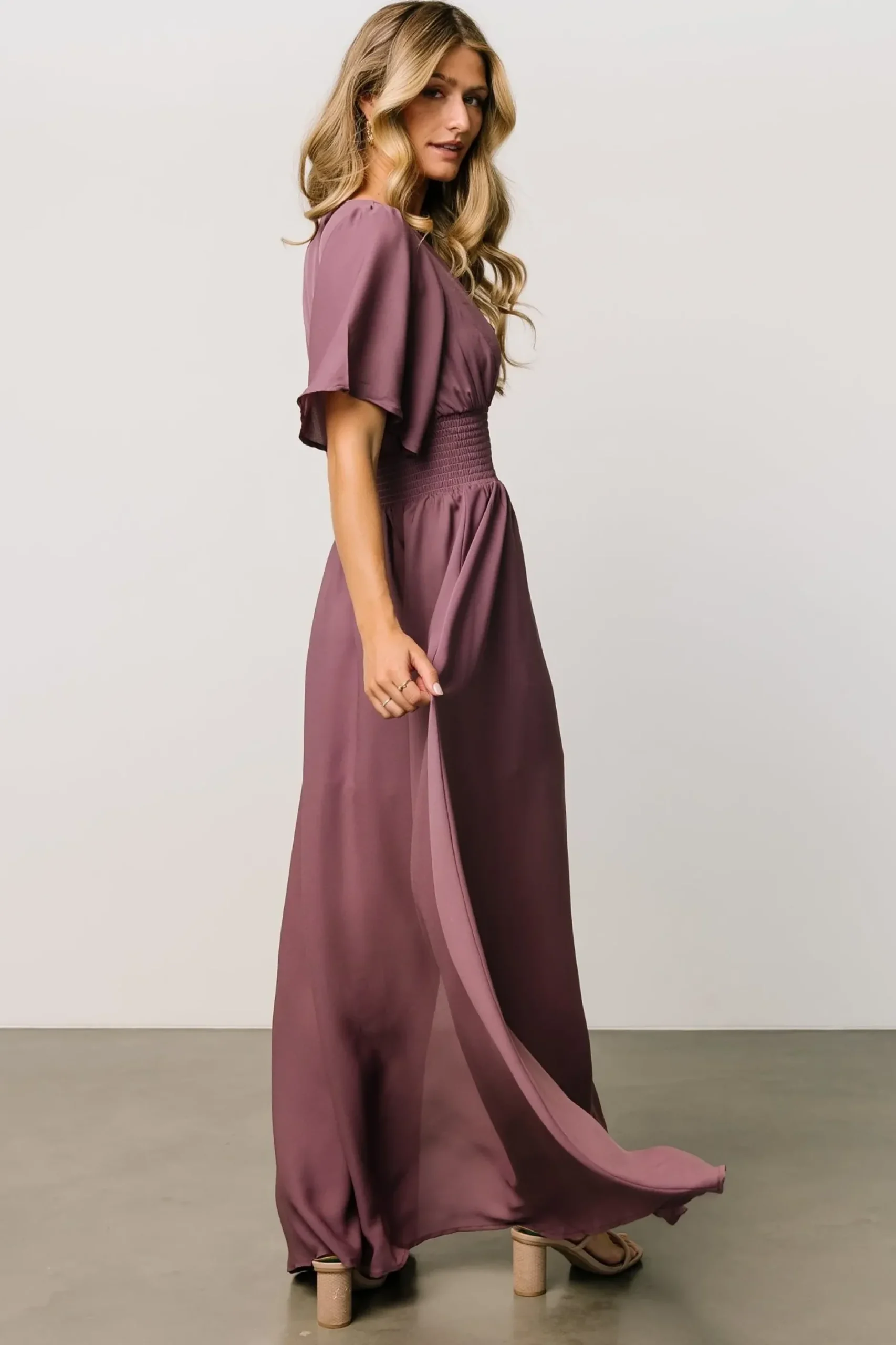 Baltic Born WINTER ESSENTIALS|Verona Smocked Maxi Dress | Vintage Plum