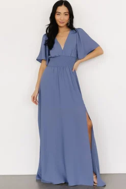 Baltic Born WINTER ESSENTIALS|Verona Smocked Maxi Dress | Blue