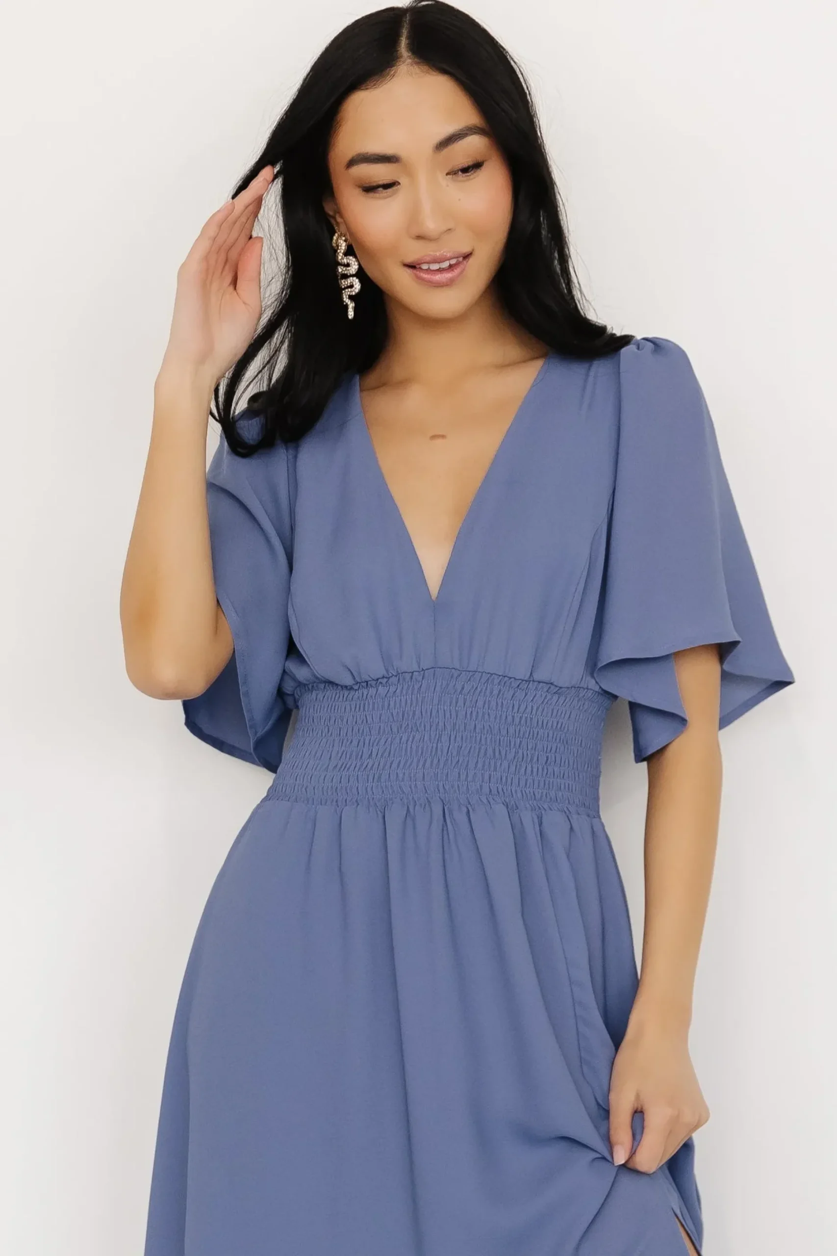 Baltic Born WINTER ESSENTIALS|Verona Smocked Maxi Dress | Blue