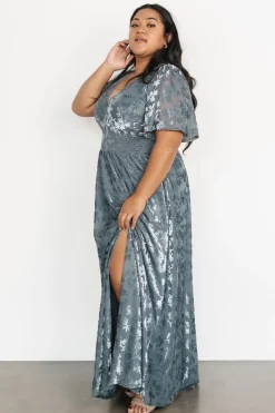 Baltic Born bump friendly|WINTER ESSENTIALS|Veronica Velvet Maxi Dress | Slate Blue