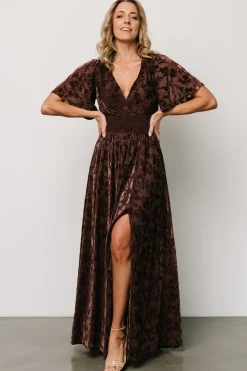 Baltic Born bump friendly|WINTER ESSENTIALS|Veronica Velvet Maxi Dress | Espresso