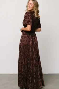 Baltic Born bump friendly|WINTER ESSENTIALS|Veronica Velvet Maxi Dress | Espresso