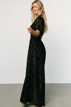 Baltic Born bump friendly|EXTENDED SIZING|Veronica Velvet Maxi Dress | Black