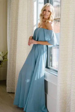 Baltic Born maxi dresses|WEDDING SUITE|Victoria Off Shoulder Maxi Dress | Light Blue