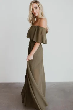 Baltic Born maxi dresses|WEDDING SUITE|Victoria Off Shoulder Maxi Dress | Olive