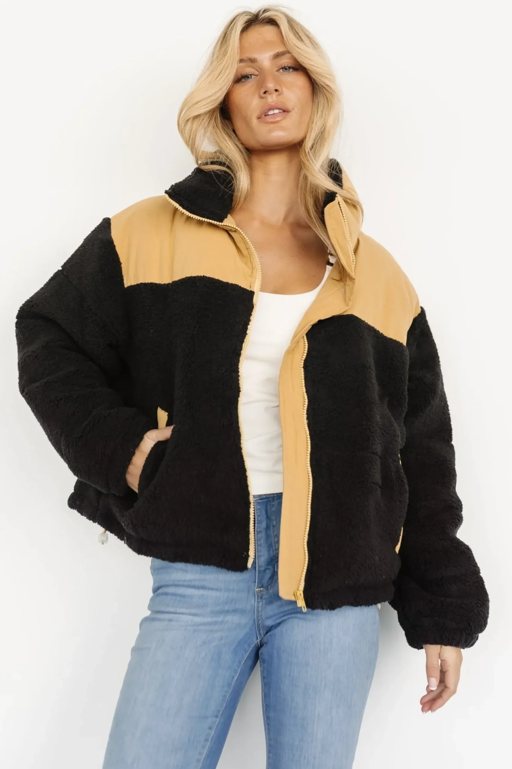 Baltic Born outerwear|Weekender Sherpa Puffer Jacket | Cream + Camel