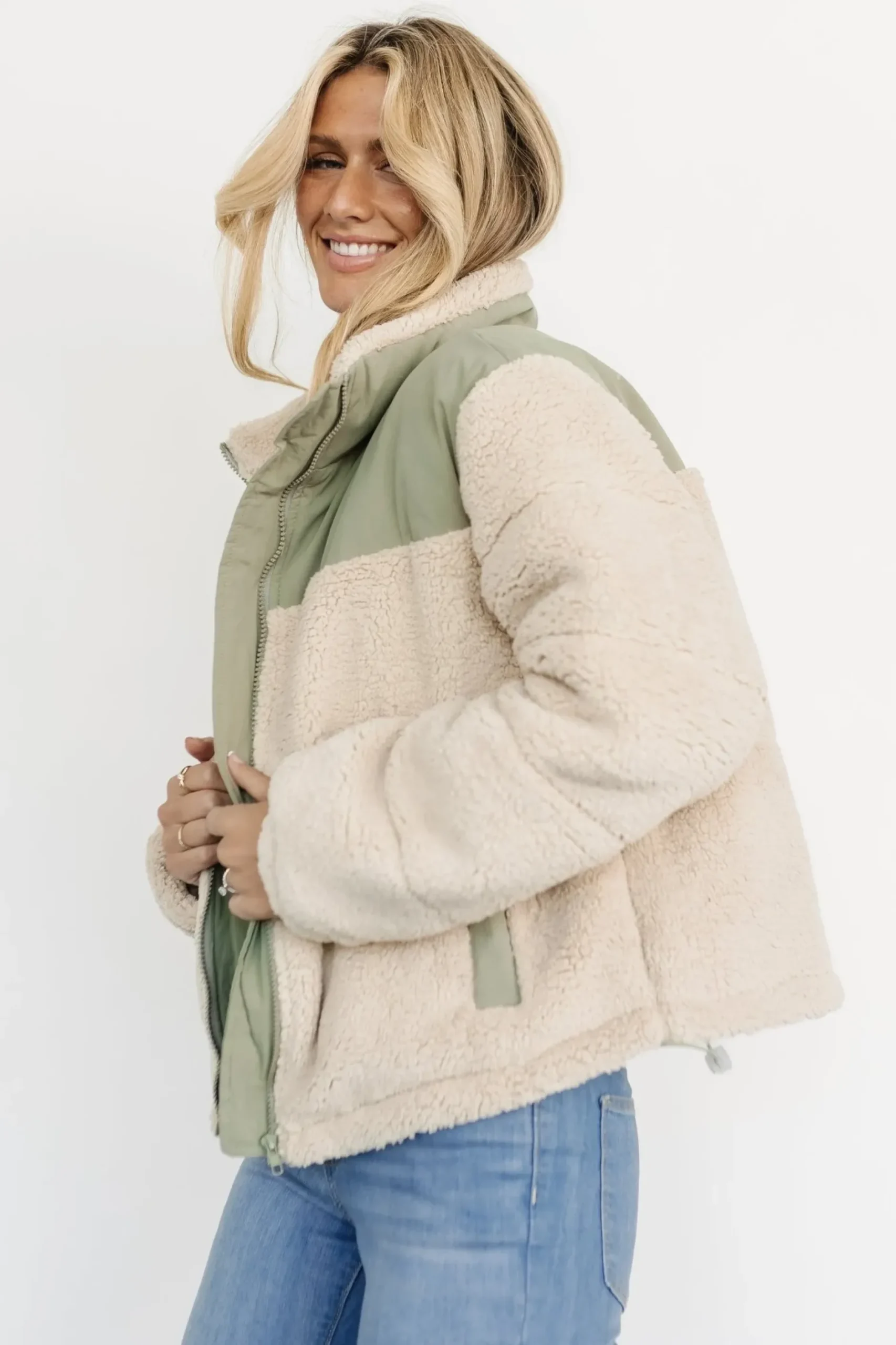 Baltic Born outerwear|Weekender Sherpa Puffer Jacket | Oatmeal + Sage