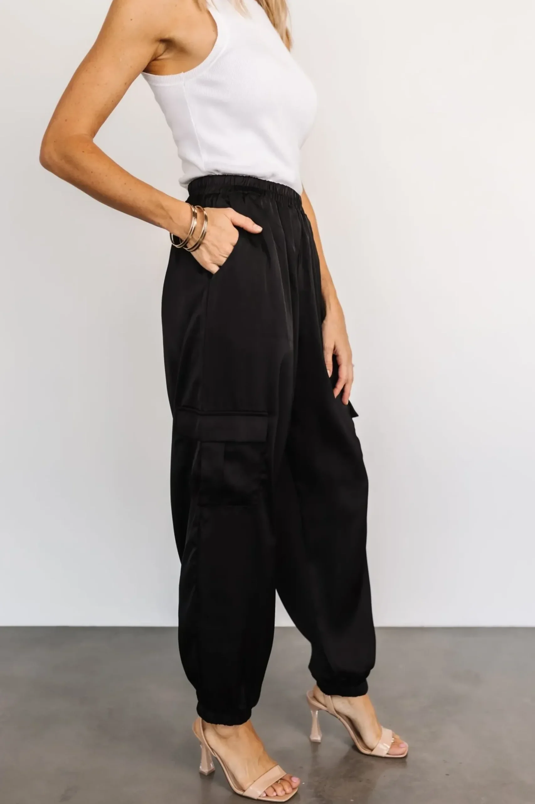 Baltic Born pants|William Satin Jogger Pants | Black