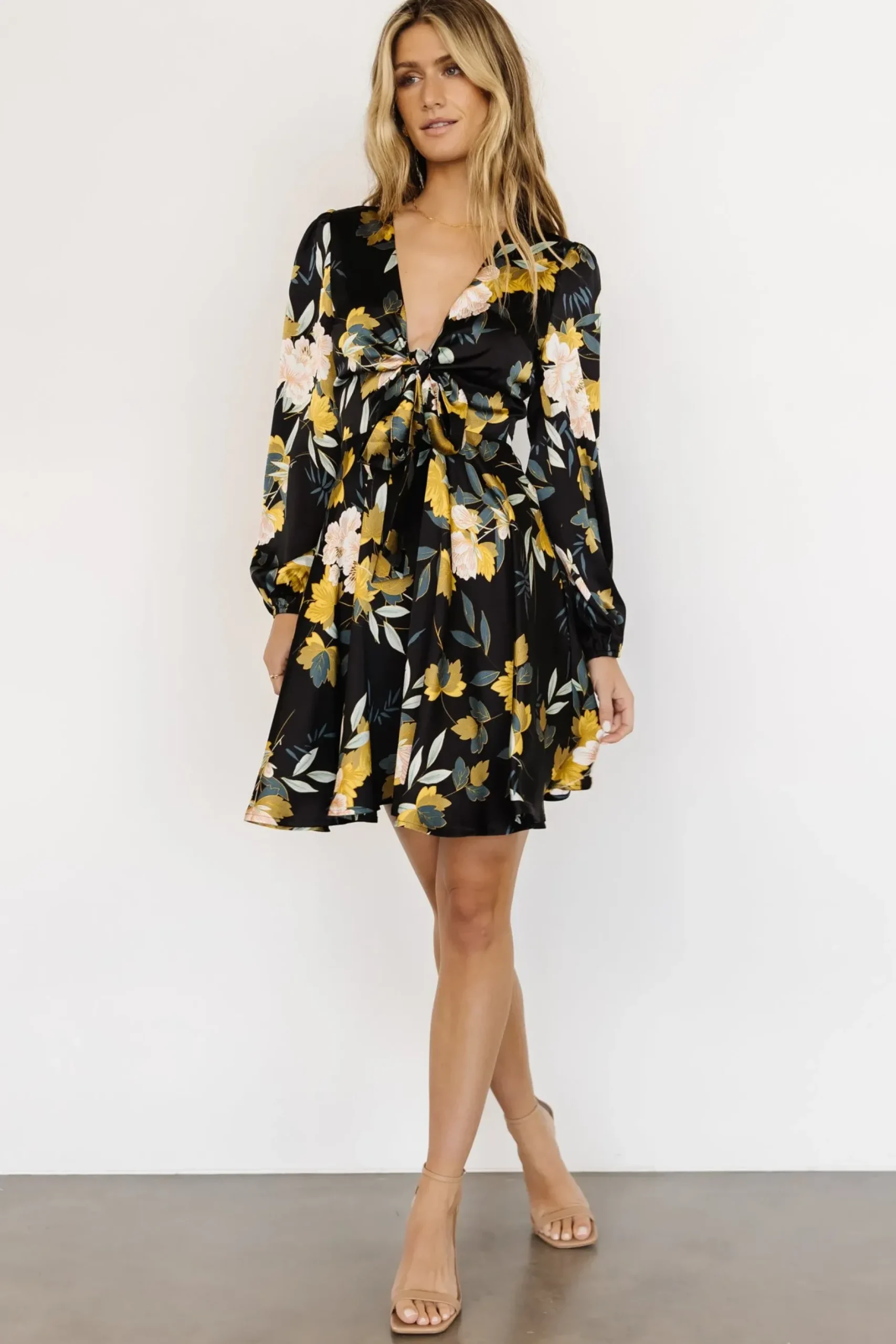 Baltic Born short dresses|WEDDING SUITE|Woodbury Satin Mini Dress | Black Floral