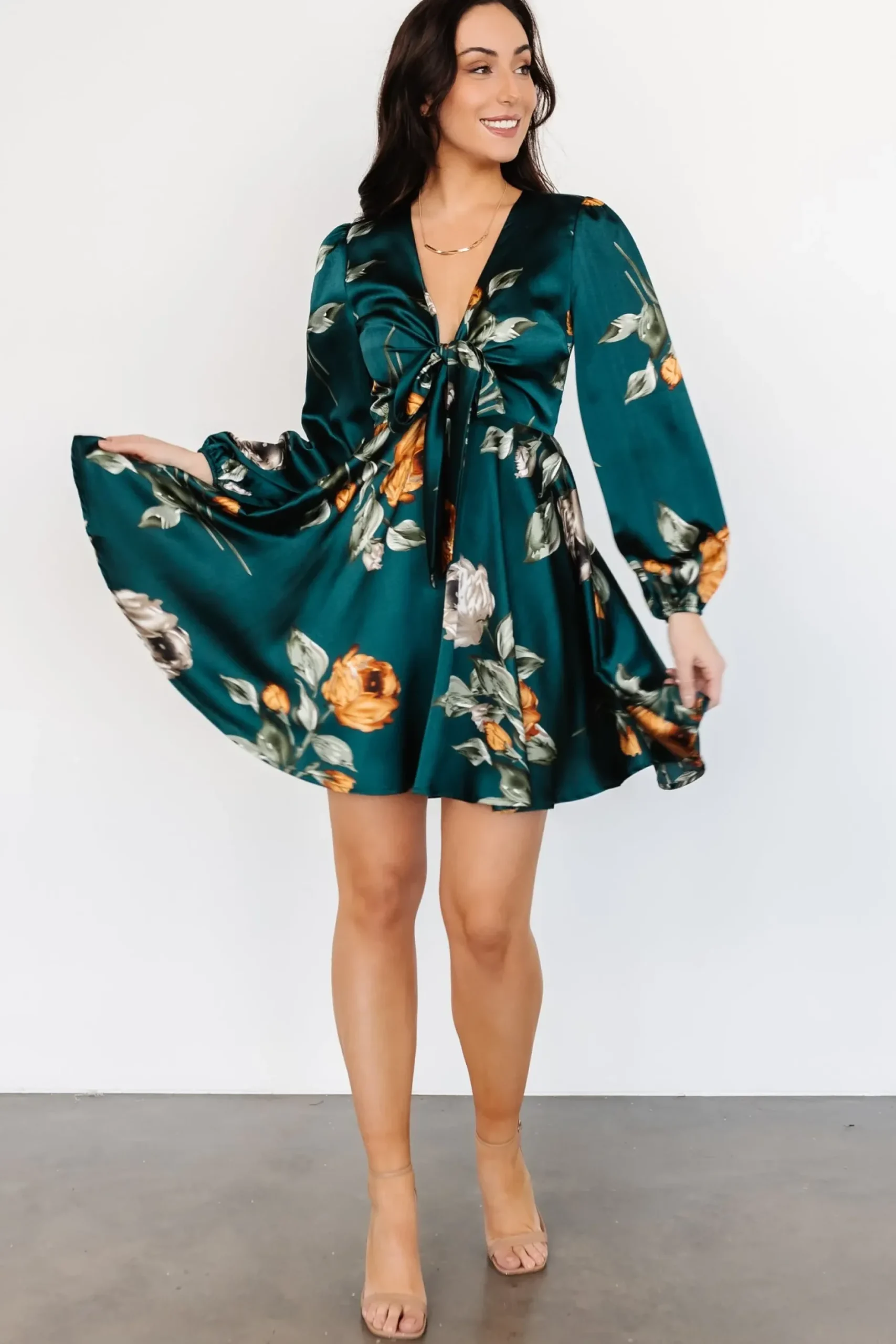 Baltic Born short dresses|WEDDING SUITE|Woodbury Satin Mini Dress | Deep Topaz Floral