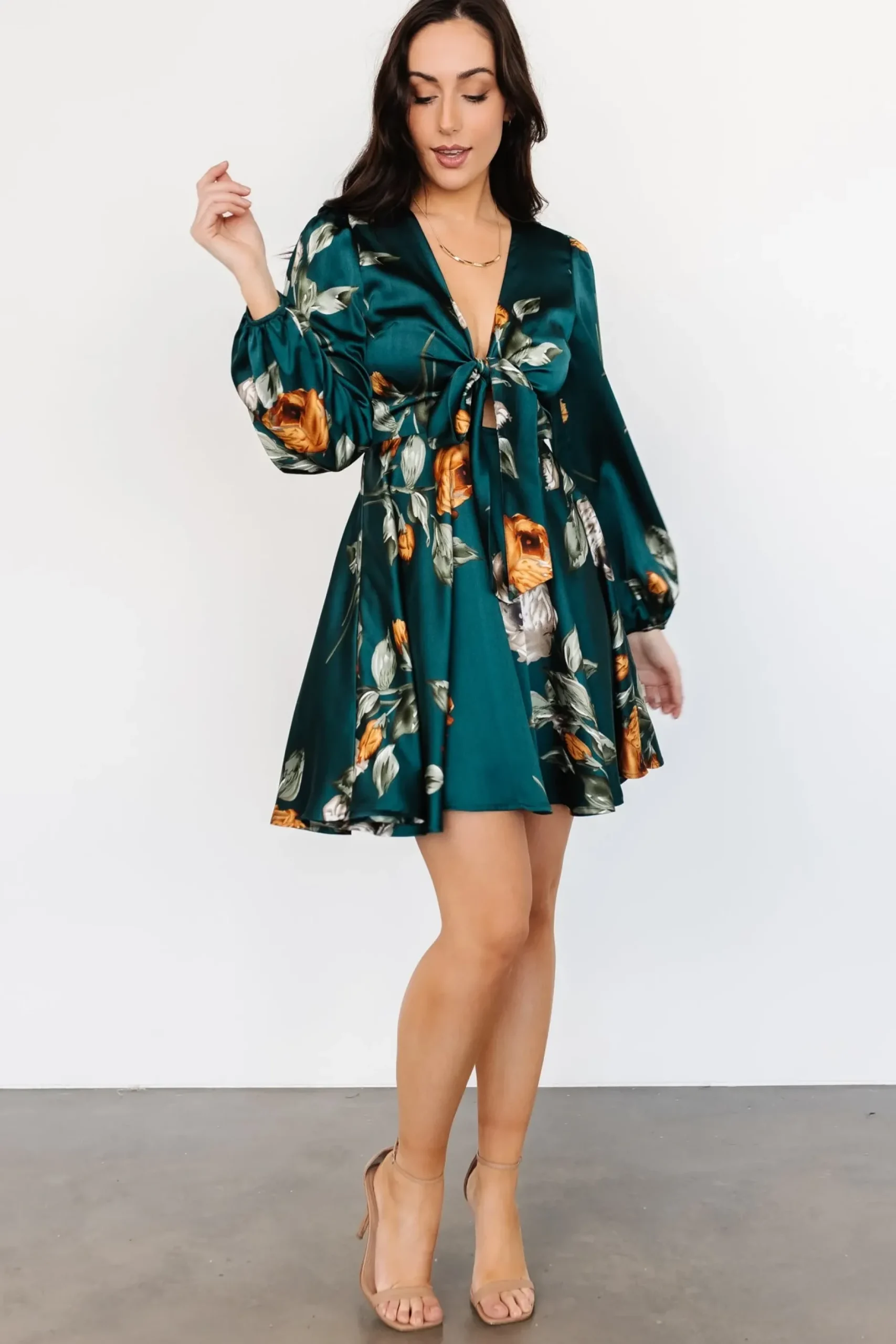 Baltic Born short dresses|WEDDING SUITE|Woodbury Satin Mini Dress | Deep Topaz Floral