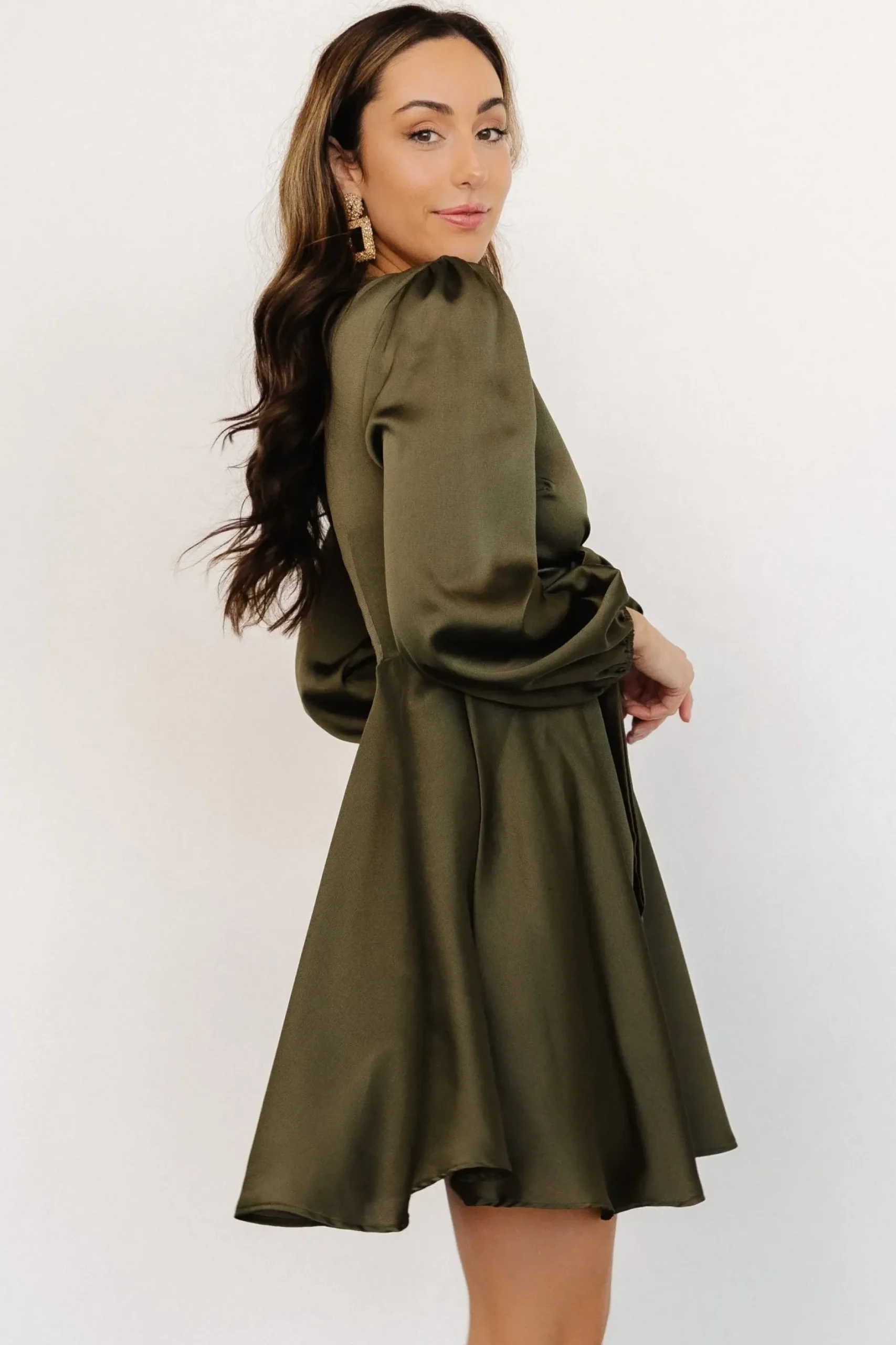 Baltic Born short dresses|WEDDING SUITE|Woodbury Satin Mini Dress | Olive