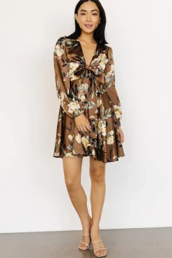 Baltic Born short dresses|WEDDING SUITE|Woodbury Satin Mini Dress | Mocha Floral