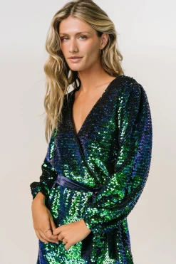 Baltic Born SALE|Xander Sequin Mini Dress | Green + Blue