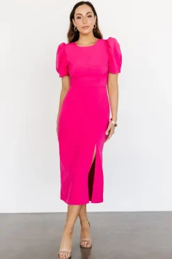 Baltic Born midi dresses|WEDDING SUITE|Younge Puff Sleeve Midi Dress | Pink