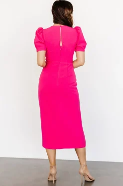 Baltic Born midi dresses|WEDDING SUITE|Younge Puff Sleeve Midi Dress | Pink
