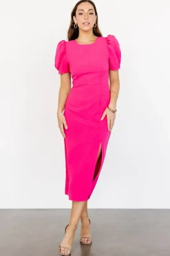Baltic Born midi dresses|WEDDING SUITE|Younge Puff Sleeve Midi Dress | Pink