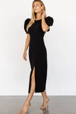 Baltic Born midi dresses|WEDDING SUITE|Younge Puff Sleeve Midi Dress | Black