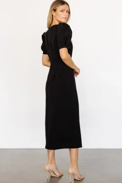 Baltic Born midi dresses|WEDDING SUITE|Younge Puff Sleeve Midi Dress | Black