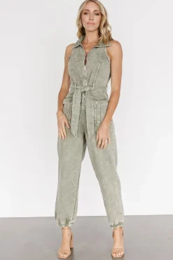 Baltic Born JUMPSUITS + ROMPERS|Zahara Sleeveless Jumpsuit | Washed Olive