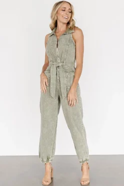 Baltic Born JUMPSUITS + ROMPERS|Zahara Sleeveless Jumpsuit | Washed Olive