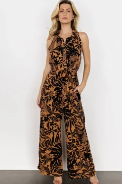 Baltic Born JUMPSUITS + ROMPERS|Zendaya Jumpsuit | Camel + Black Print
